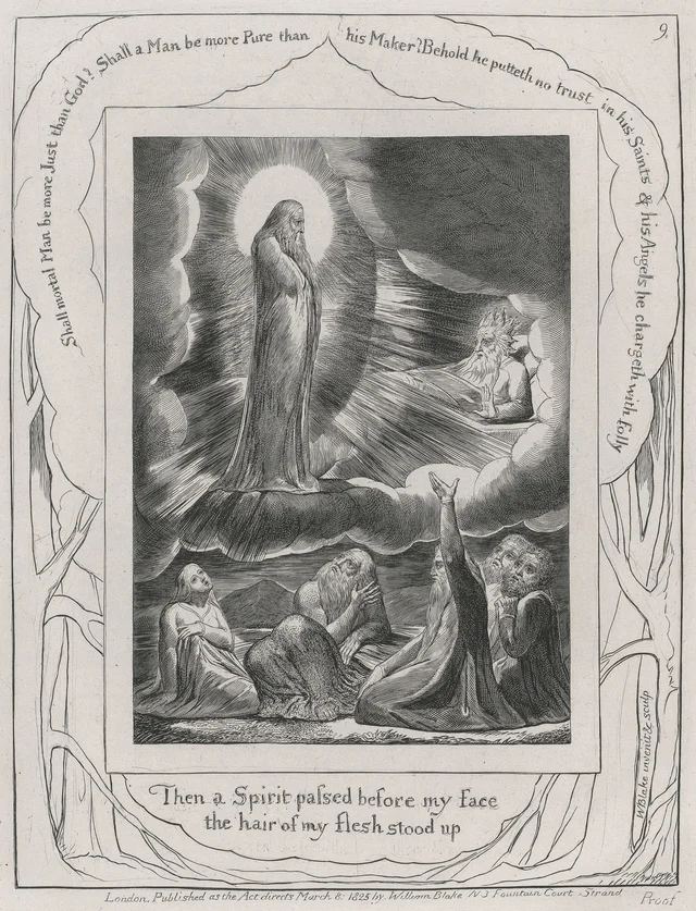 Illustrations of the Book of Job, plate 9: The Vision of Eliphaz, William Blake