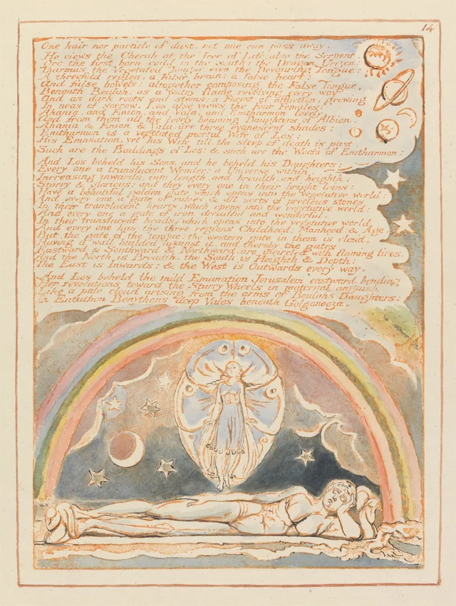 Jerusalem, plate 14: "One hair nor particle of dust..."