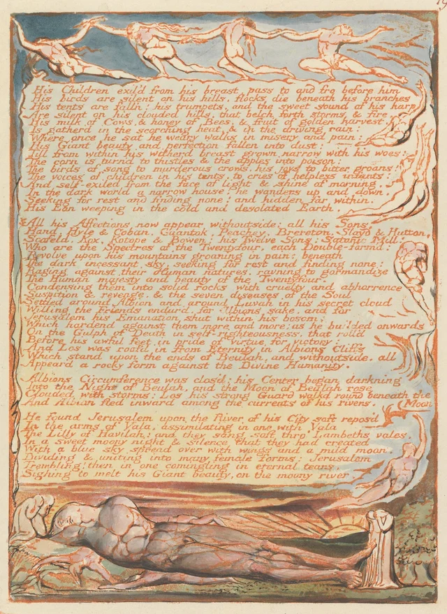 Jerusalem, plate 19: "His Children exil'd from his breast..."