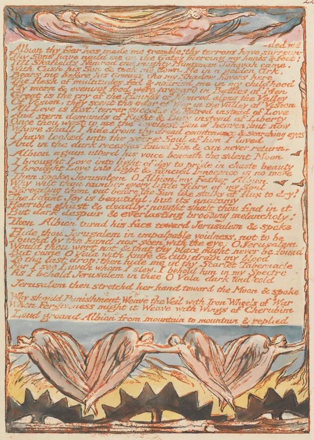 Jérusalem, planche 22 : « Albion thy fear has made me tremble... »