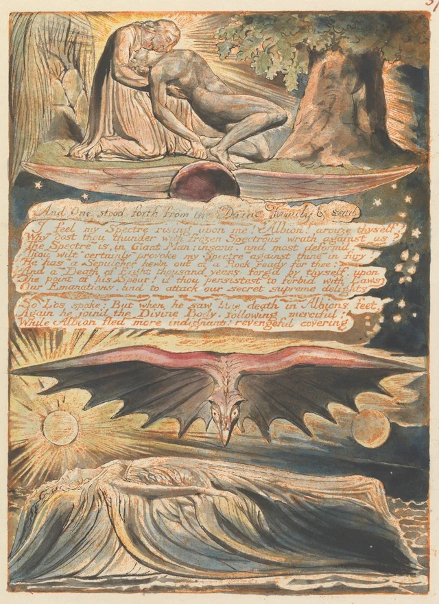 Jerusalén, lámina 37: «And One stood forth from the Divine Family...», William Blake