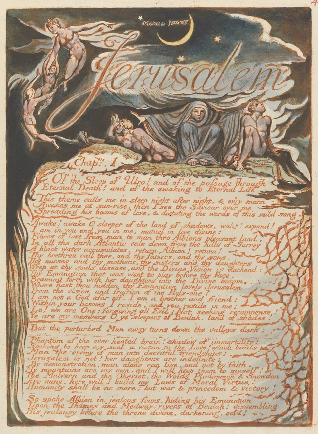 Jerusalem, plate 4: "Jerusalem, Chapter 1. Of the Sleep of Ulro!..."