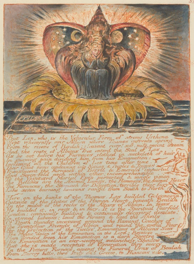 Jerusalén, lámina 53: «Jerusalem, Chapter 3. But Los, who is the Vehicular Form...», William Blake