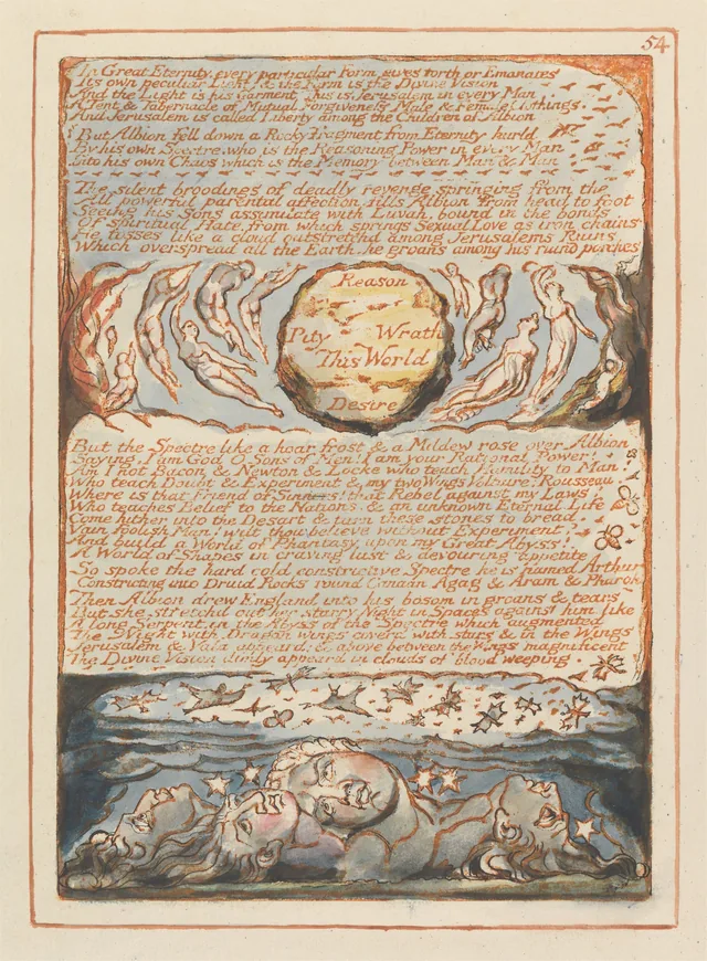 Jerusalem, plate 54: "In Great Eternity every particular Form..."