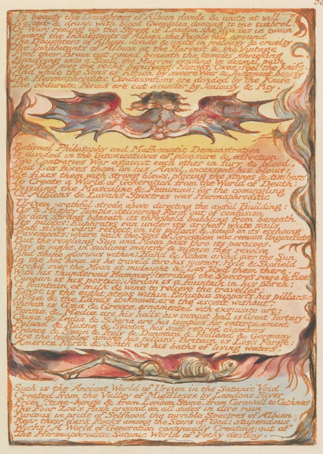 Jerusalem, plate 58: "In beauty the Daughters of Albion divide..."