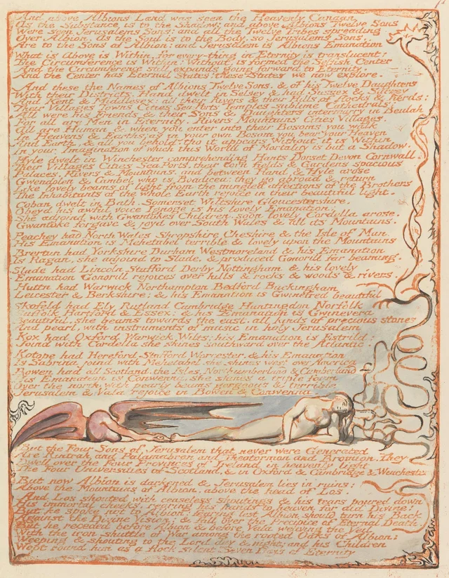 Jerusalem, plate 71: "And above Albions Land was seen the Heavenly Canaan..."