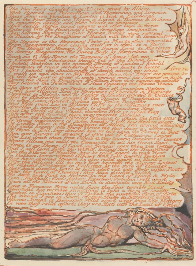 Jerusalem, plate 74: "The Four Zoa's clouded rage..."