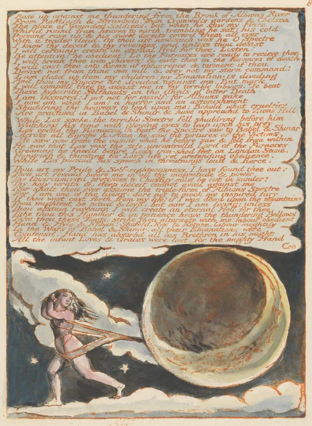 Jerusalén, lámina 8: «Rose up against me thundering...», William Blake