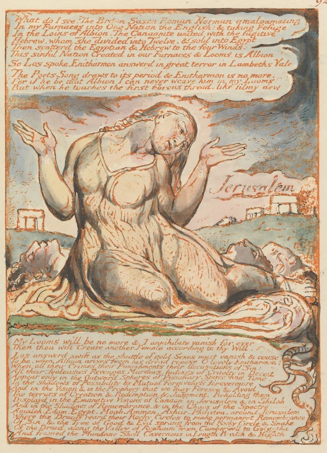 Jerusalém, prancha 92: « What do I see! The Briton Saxon Roman Norman... »