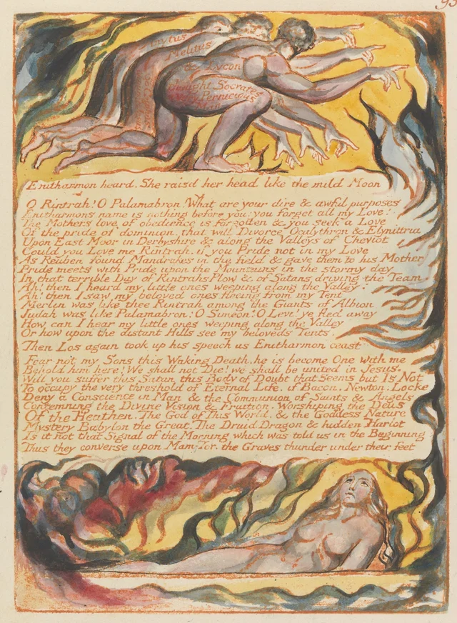 Jerusalén, lámina 93: «Enitharmon heard. She raised her head like the mild Moon...»