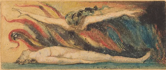 L'âme planant au-dessus du corps (extrait du « Mariage du Ciel et de l'Enfer », planche 14)