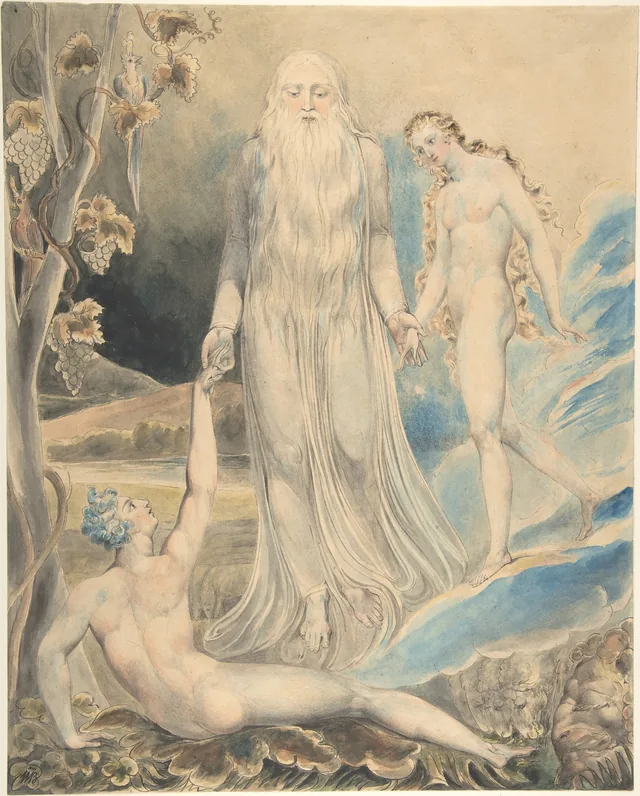 Angel of the Divine Presence Bringing Eve to Adam (The Creation of Eve: "And She Shall be Called Woman) (recto); Sketch for the same (verso)
