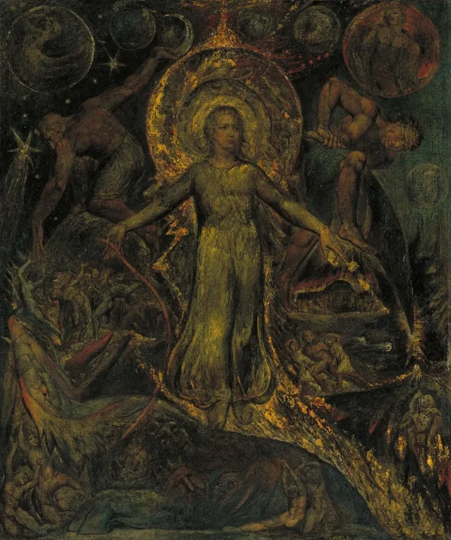 La forma espiritual de Pitt guiando a Behemot, William Blake