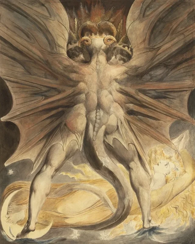 El Gran Dragón Rojo y la mujer vestida de sol (Ap 12, 1-4), William Blake