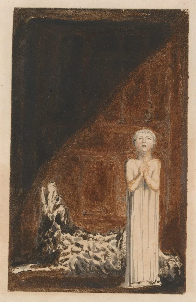 The First Book of Urizen, plate 25: Praying Child and Howling Dog