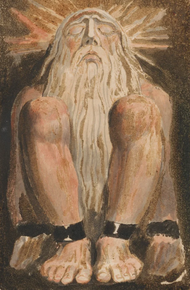 El primer libro de Urizen, lámina 3: Urizen encadenado llorando, William Blake