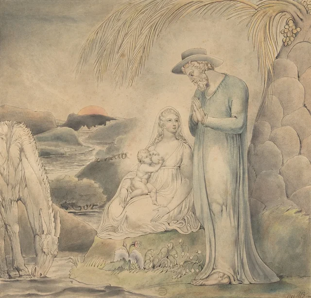 El descanso en la huida a Egipto (El reposo de la Sagrada Familia en Egipto), William Blake