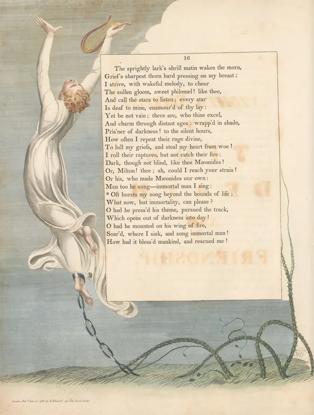 Pensamentos noturnos, página 16: « Oft bursts my song beyond the bounds of life »