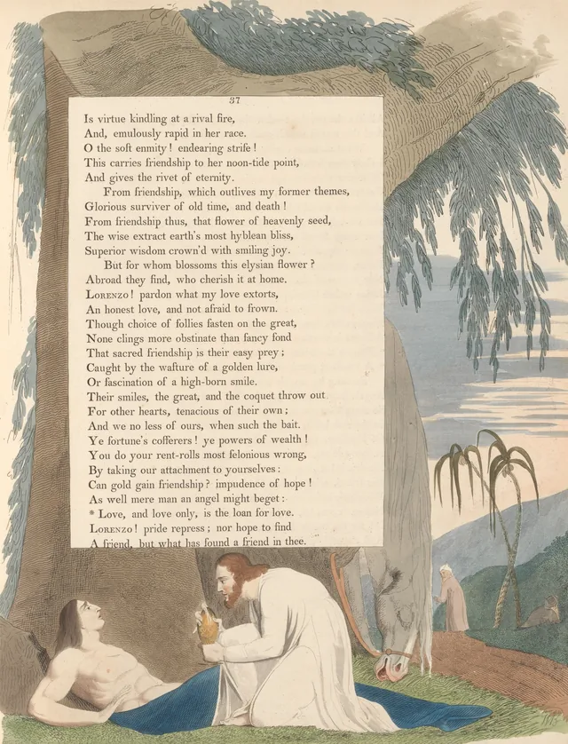 Pensamentos noturnos, página 37: « Love, and love only, is the loan for love »