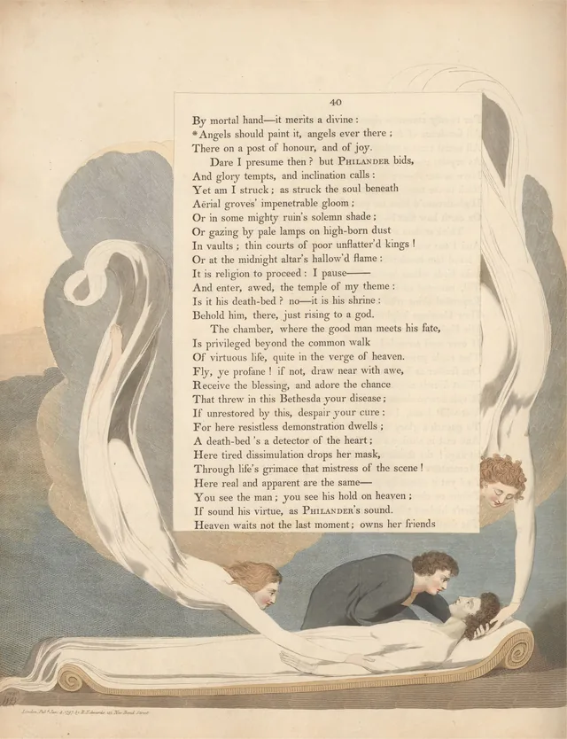 Pensamentos noturnos, página 40: « Angels should paint it, angels ever there »