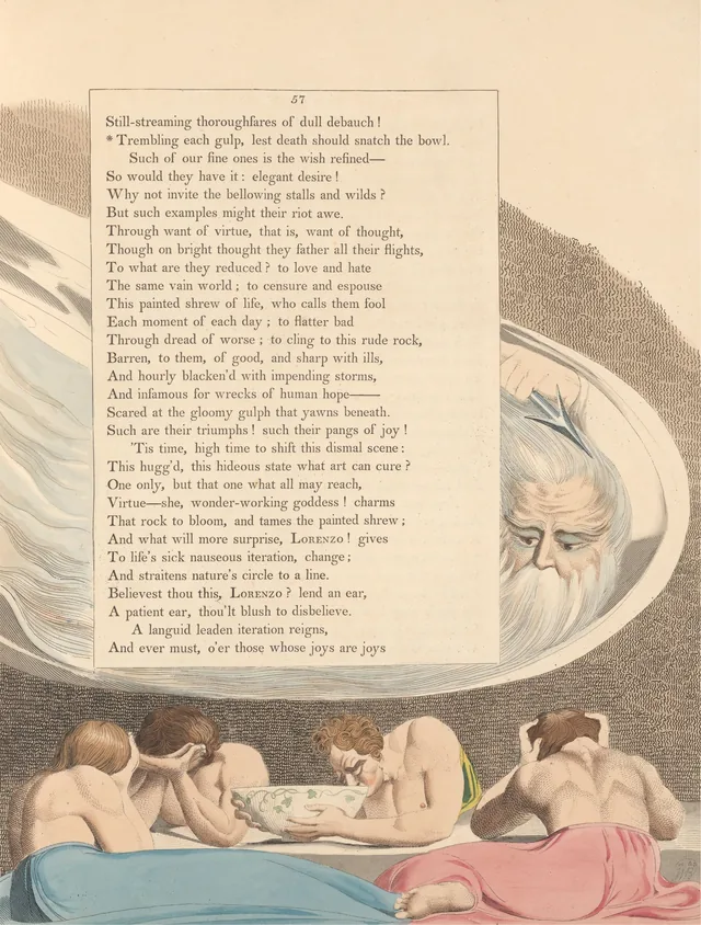 Pensées nocturnes, page 57 : « Trembling each gulp, lest death should snatch the bowl »