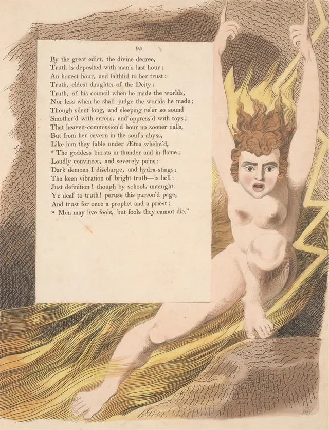 Pensées nocturnes, page 95 : « The goddess bursts in thunder and in flame »