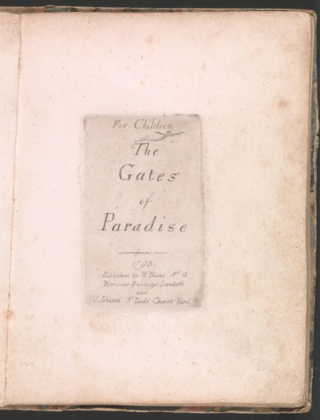 For Children. The Gates of Paradise; Title Page, plate 2