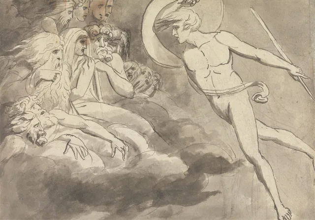 Satan s'approchant de la cour du Chaos