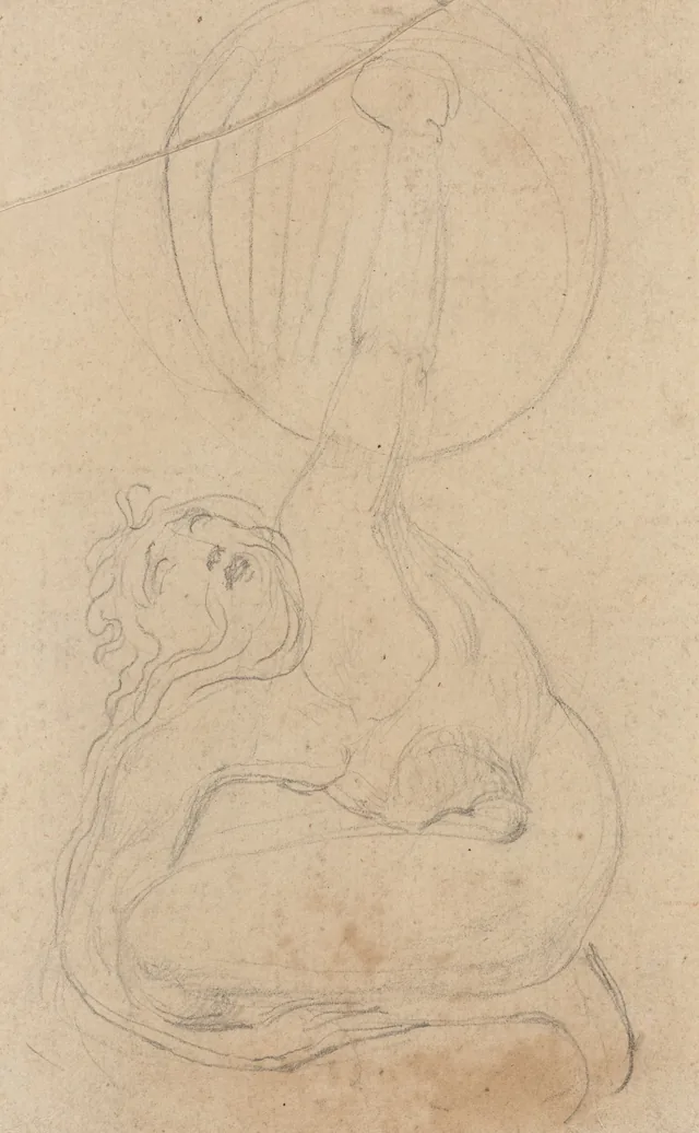A Crouching Figure Holding a Shield [verso]