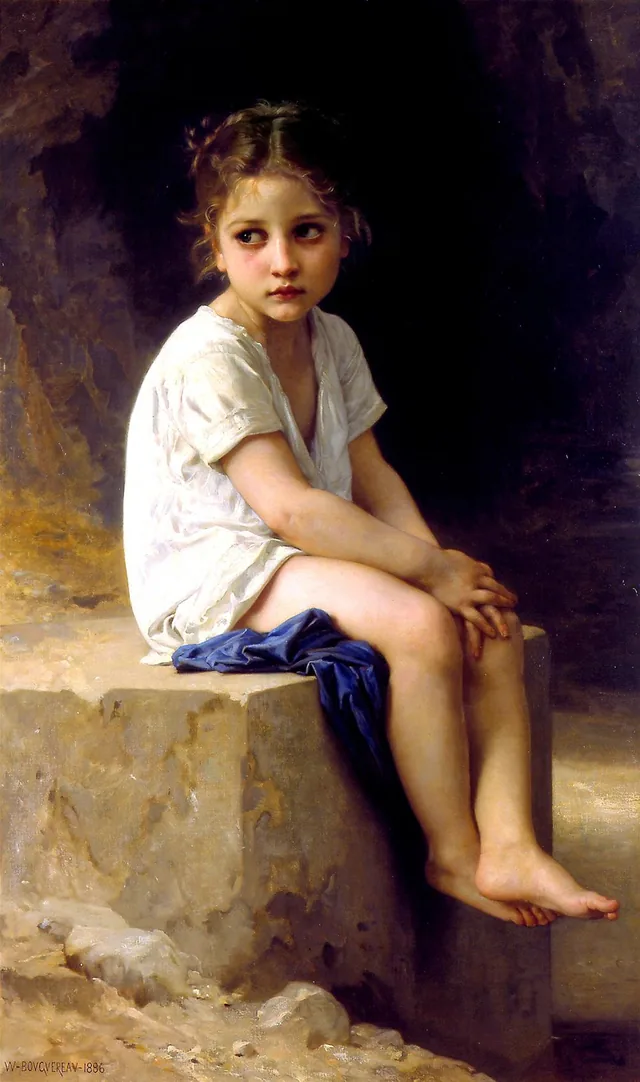 At the Foot of the Cliff, William Bouguereau