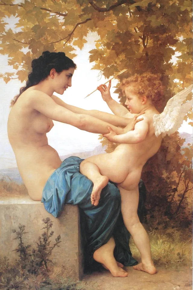 Young Girl Defending Herself Against Eros, William Bouguereau