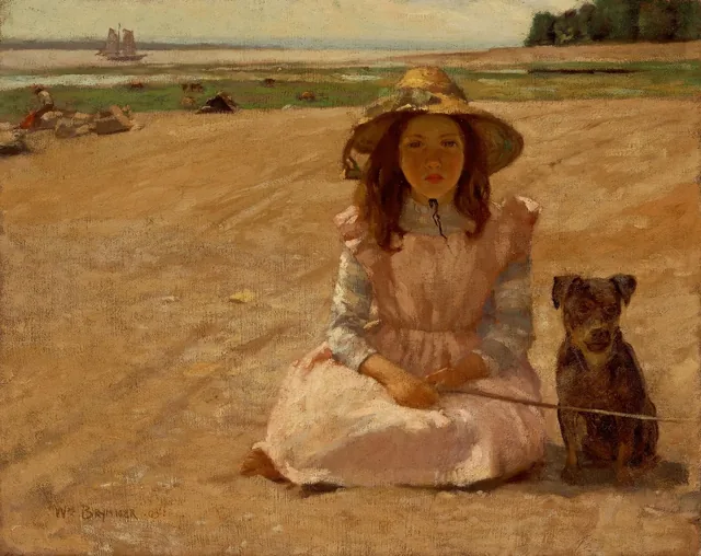 Menina com seu cão, Baixo São Lourenço, William Brymner
