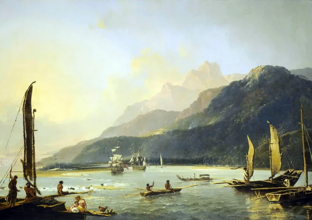 Vista de la bahía de Matavai, en la isla de Otaheite (Tahití)