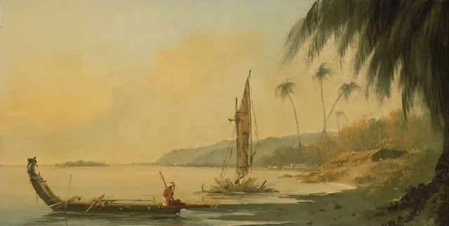 Vue depuis Point Venus, île d'Otaheite (Tahiti)