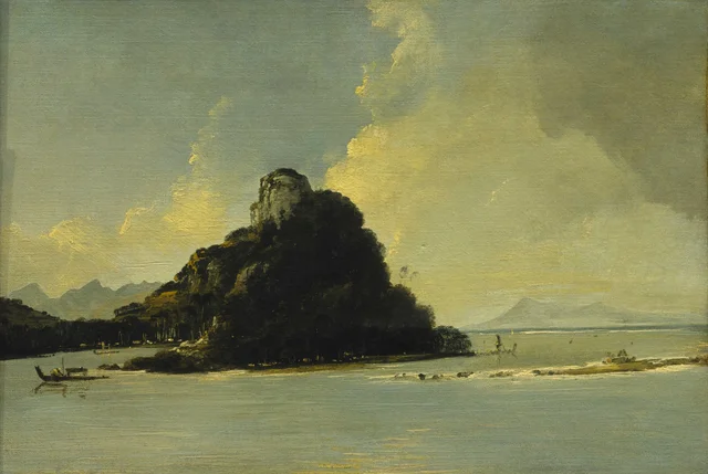 Vue du port d'Owharee (Fare), île de Huaheine (Huahine), William Hodges