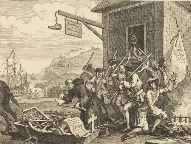 La invasión, lámina 1: Francia, William Hogarth
