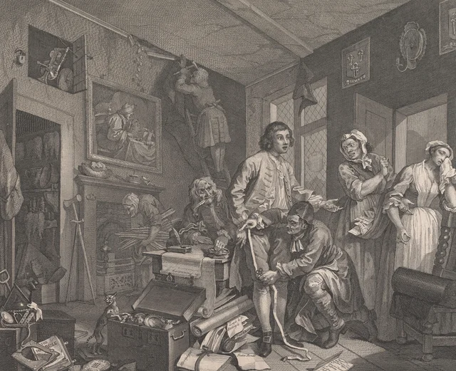 La carrera de un libertino, lámina 1: El heredero, William Hogarth