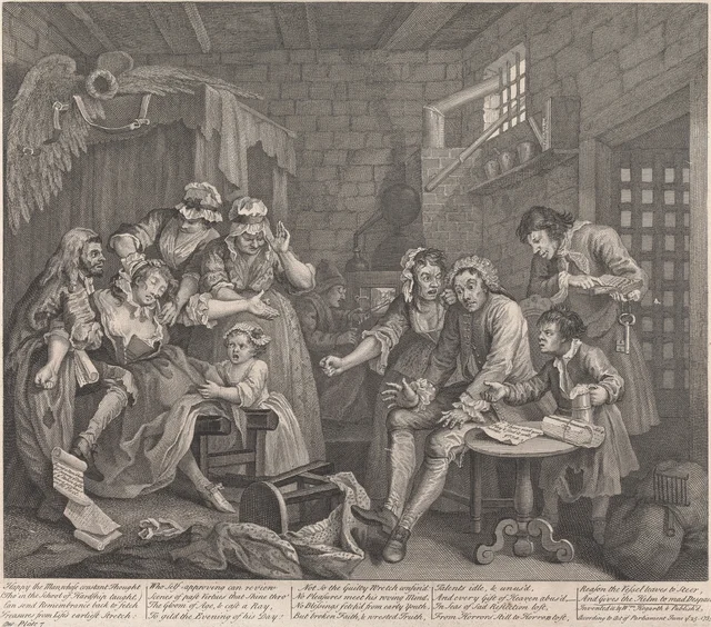 A Rake's Progress, Plate 7: In Fleet Street Prison
