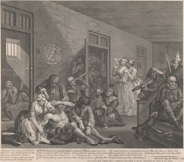 A Rake's Progress, Plate 8: In Bedlam