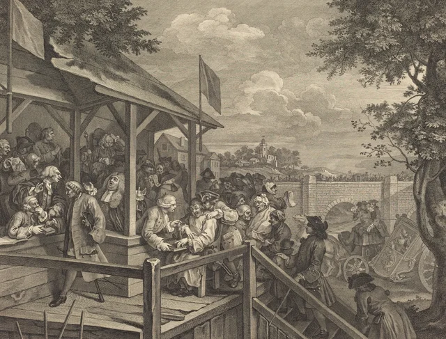 Las elecciones, lámina 3: la votación, William Hogarth
