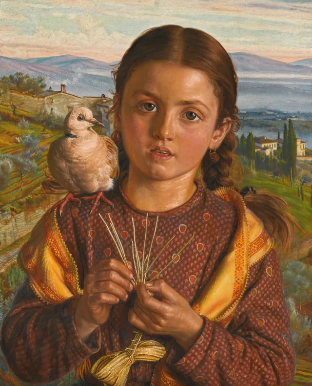 Uma criança italiana (jovem toscana trançando palha), William Holman Hunt