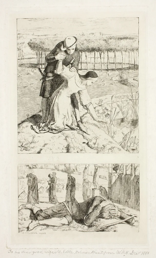 Minha bela dama (em cima); Da minha dama na morte (embaixo), frontispício de The Germ, nº 1, William Holman Hunt