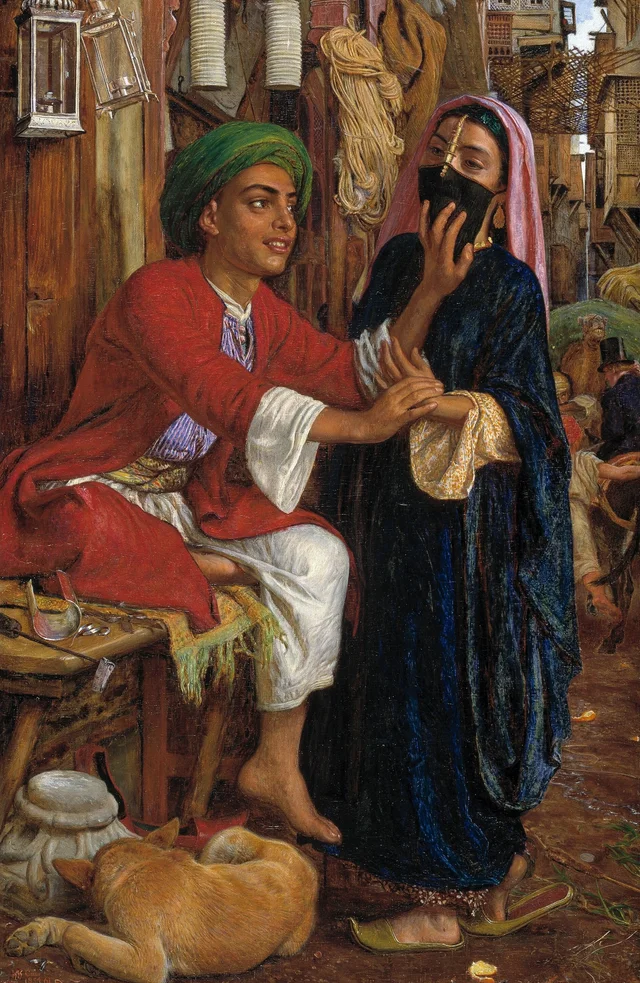 O Pátio galante do fabricante de lanternas, cena de rua no Cairo, William Holman Hunt