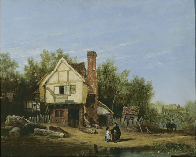 Paisagem com choupanas, William Mulready