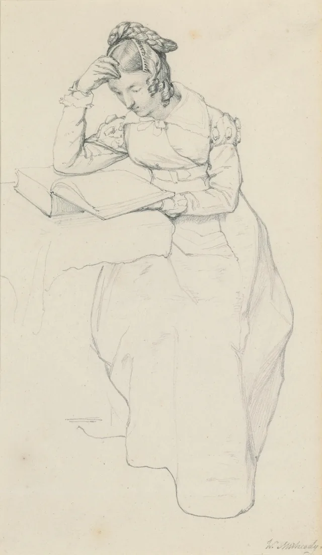 Retrato de uma jovem lendo um livro, William Mulready
