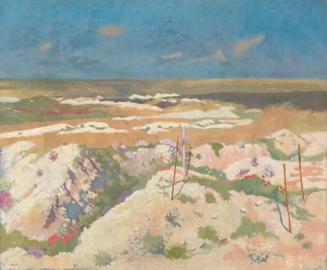 Um túmulo e uma cratera de mina em La Boisselle, agosto de 1917, William Orpen