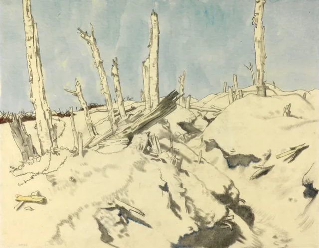 Une tranchée à Thiepval : fil de fer allemand, William Orpen