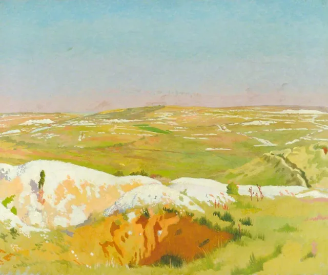 El Somme, día claro: vista desde las trincheras británicas frente a La Boisselle, con la línea del frente alemana y cráteres de minas