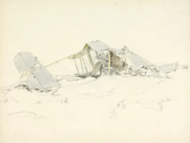 Le Sars. Um avião F.E. destroçado, William Orpen