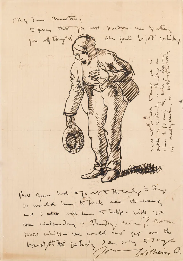 Carta a Sir Walter Armstrong com um autorretrato